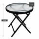 Stolik pomocniczy ze szklanym blatem, czarny, Ø 45 cm, stal