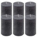 Zestaw świec rustykalnych, 11,5 cm, Ø 6,8 cm, antracyt, 6szt