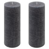 Zestaw świec rustykalnych, 20 cm, Ø 7,5 cm, antracyt, 2 szt.