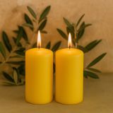 Zestaw świec słupkowych, 15 cm, Ø 7,5 cm, żółty, 2 sztuki.