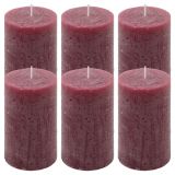 Zestaw świec rustykalnych, 11,5 cm, Ø 6,8 cm, bordowy, 6 szt