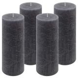 Zestaw świec rustykalnych, 20 cm, Ø 7,5 cm, antracyt, 4 szt.