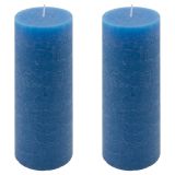 Zestaw świec rustykalnych, 20 cm, Ø 7,5 cm, niebieskie, 2 sz