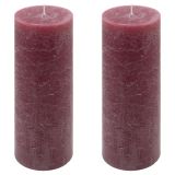 Zestaw świec rustykalnych, 20 cm, Ø 7,5 cm, bordowy, 2 szt.