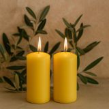 Zestaw świec słupkowych, 20 cm, Ø 7,5 cm, żółty, 2 sztuki.