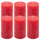 Zestaw świec rustykalnych, 11,5 cm, Ø 6,8 cm, czerwony, 6 sz
