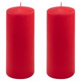 Zestaw słupkowych świec, 25 cm, Ø 10 cm, czerwony, 2 sztuki.