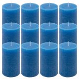 Zestaw świec rustykalnych, 11,5 cm, Ø 6,8 cm, niebieski, 12