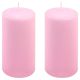Zestaw świec słupkowych, 15 cm, Ø 7,5 cm, różowy, 2 sztuki.