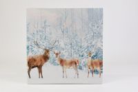 Obraz na ścianę "Jelenie w lesie", LED z timerem, 40 x 40 cm