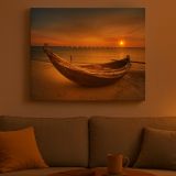 Obraz na ścianę "Łódka na plaży", LED z timerem, 30 x 40 cm
