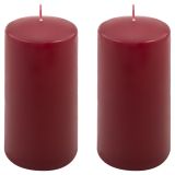 Zestaw świec słupkowych, 15 cm, Ø 7,5 cm, bordowy, 2 sztuki.