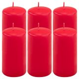 Zestaw świec filarowych, 11,5 cm, Ø 6 cm, czerwone, 6 szt.