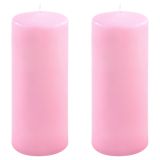 Zestaw świec słupkowych, 20 cm, Ø 7,5 cm, różowy, 2 szt
