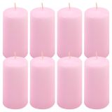 Zestaw świec filarowych, 10 cm, Ø 5 cm, różowe, 8 szt.