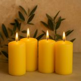 Zestaw świec słupkowych, 15 cm, Ø 7,5 cm, żółty, 4 sztuki.