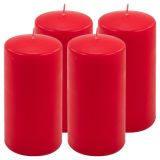 Zestaw świec słupkowych, 15 cm, Ø 7,5 cm, czerwony, 4 sztuki