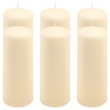 Zestaw świec słupkowych, 20 cm, Ø 7,5 cm, kremowy, 6 sztuk.