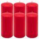 Zestaw świec słupkowych, 15 cm, Ø 7,5 cm, czerwony, 6 sztuk.