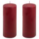 Bordowe świece filarowe 25x10 cm, zestaw 2 szt.