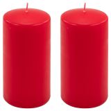 Zestaw świec słupkowych, 15 cm, Ø 7,5 cm, czerwony, 2 sztuki