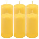 Zestaw świec słupkowych, 11,5 cm, Ø 6 cm, żółty, 6 sztuk.