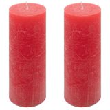 Zestaw świec rustykalnych, 20 cm, Ø 7,5 cm, czerwony, 2 szt.