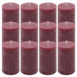 Zestaw świec rustykalnych, 11,5 cm, Ø 6,8 cm, bordowy, 12 sz