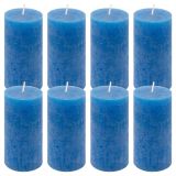 Zestaw świec rustykalnych, 10 cm, Ø 5 cm, niebieskie, 8 szt.
