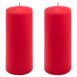 Zestaw świec słupkowych, 20 cm, Ø 7,5 cm, czerwona, 2 szt