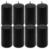 Zestaw świec filarowych, 10 cm, Ø 5 cm, czarne, 8 szt.