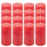 Zestaw świec rustykalnych, 10 cm, Ø 5 cm, czerwony, 16 szt.