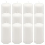 Zestaw świec słupkowych, 11,5 cm, Ø 6 cm, biały, 12 sztuk.