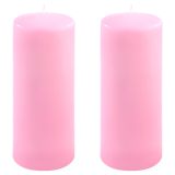 Zestaw słupkowych świec, 25 cm, Ø 10 cm, różowy, 2 sztuki.