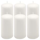 Zestaw świec filarowych, 11,5 cm, Ø 6 cm, białe, 6 szt.