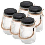 Lampiony solarne LED w słoikach, zestaw 5 sztuk, ogród/taras