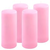Zestaw słupkowych świec, 25 cm, Ø 10 cm, różowy, 4 sztuki.