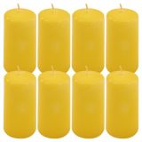 Zestaw świec filarowych, 10 cm, Ø 5 cm, żółte, 8 szt.
