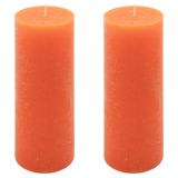 Zestaw świec rustykalnych, 20 cm, Ø 7,5 cm, pomarańczowy, 2