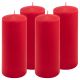 Zestaw słupkowych świec, 25 cm, Ø 10 cm, czerwony, 4 sztuki.