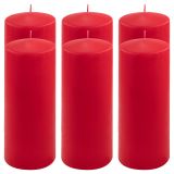 Zestaw słupkowych świec, 25 cm, Ø 10 cm, czerwony, 6 sztuk.