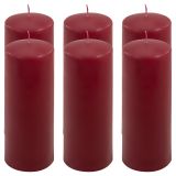 Zestaw świec słupkowych, 20 cm, Ø 7,5 cm, bordowy, 6 szt.