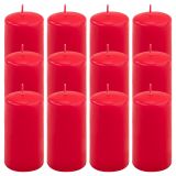 Zestaw świec filarowych, 11,5 cm, Ø 6 cm, czerwone, 12 szt.