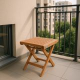 Tekowy stołek składany do łazienki i przedpokoju, 43 cm