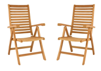 Divero 2 krzesła ogrodowe teakowe z regulacją i składaniem