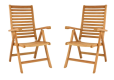 Divero 2 krzesła ogrodowe teakowe z regulacją i składaniem
