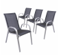 Zestaw 4 krzeseł ogrodowych BARI, stal i tekstylen, czarne