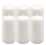 Biała świeca parafinowa 15 cm, czas palenia 65 godzin, 6 szt