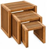 Zestaw 3 stolików pomocniczych z impregnowanego drewna teak