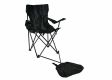 Turystyczne kampingowe krzesło składane Garth z podnóżkiem czarne z miejscem na napoje